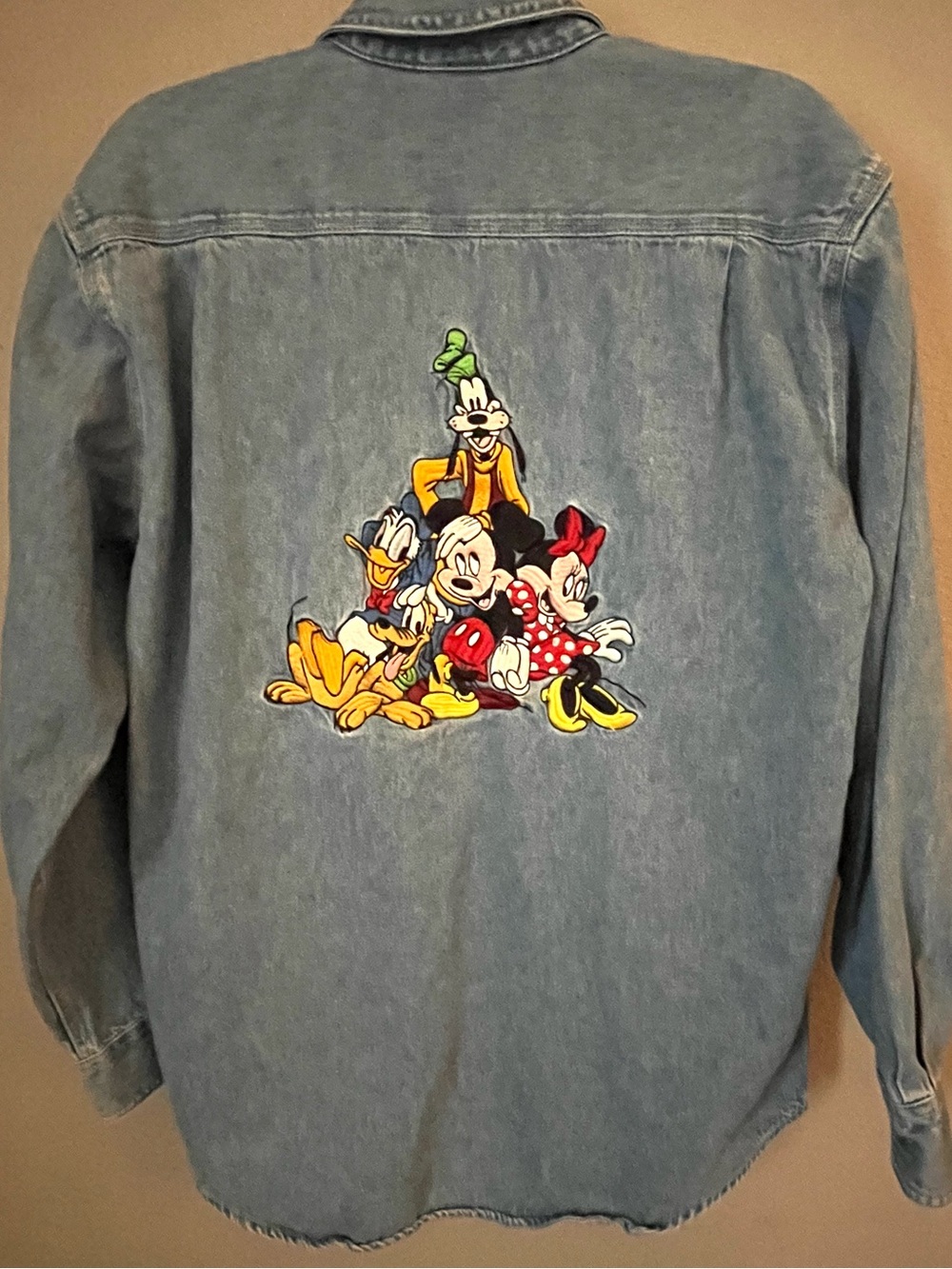 The Disney Store Mickey and Friends Embroidered Back Denim Style Shirt